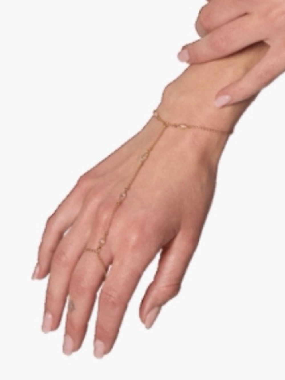 CRYSTAL HAZE Gold Marquise Link Hand Chain Bracelet and Ring 17”x 2” - Picture 4 of 14